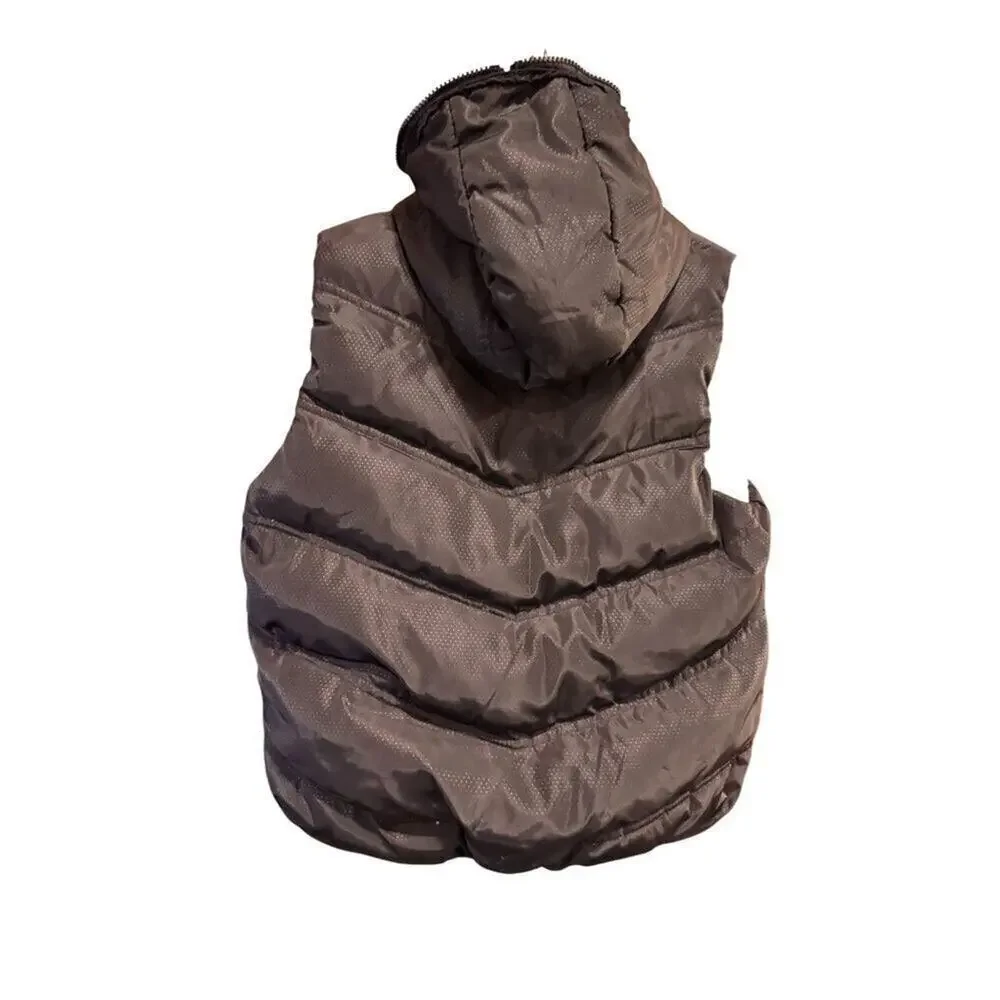 Etam Weekend Quilted Hooded Vest Black With Orange Lining Size 38 For Women